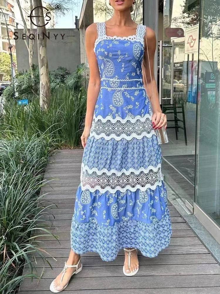 SEQINYY Blue Midi Dress Strapless Summer Spring New Fashion Design Women Runway Vintage Flower Hollow Out Lace Holiday Casual
SEQINYY Blue Midi Dress Strapless Summer Spring New Fashion Design Women Runway Vintage Flower Hollow Out Lace Holiday Casual
