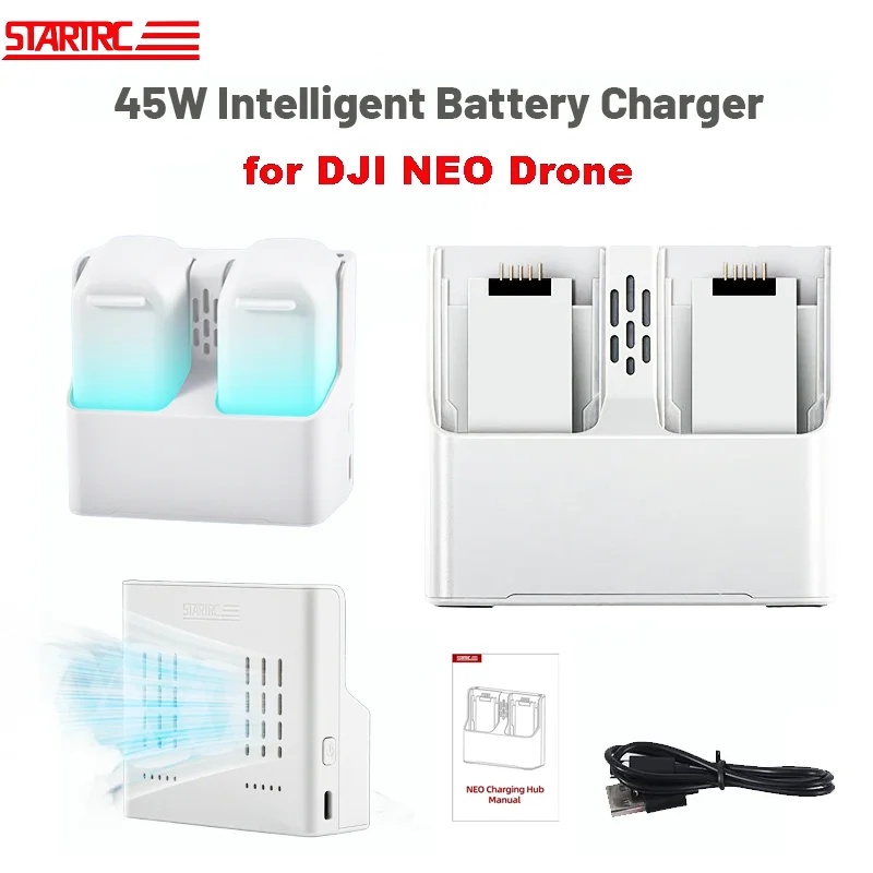 2-Way Intelligent Battery Charger for Drone DJI NEO Charging Hub Power Bank Battery Charging Butler & DJI NEO Drone Accessories
2-Way Intelligent Battery Charger for Drone DJI NEO Charging Hub Power Bank Battery Charging Butler & DJI NEO Drone Accessories