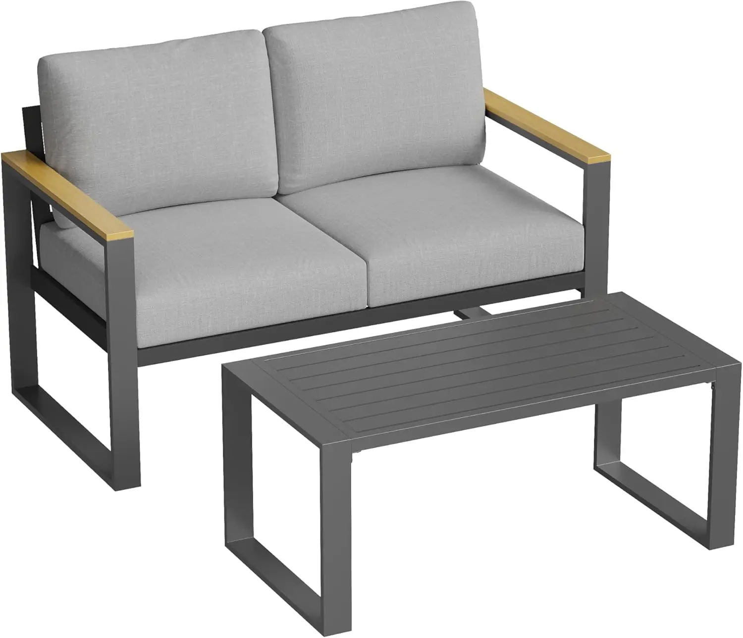 Aluminum Outdoor Patio Furniture - 1 Pcs Loveseat and Coffee Table, All-Weather Metal Modern Outside Furniture with Washable Thi
Aluminum Outdoor Patio Furniture - 1 Pcs Loveseat and Coffee Table, All-Weather Metal Modern Outside Furniture with Washable Thi