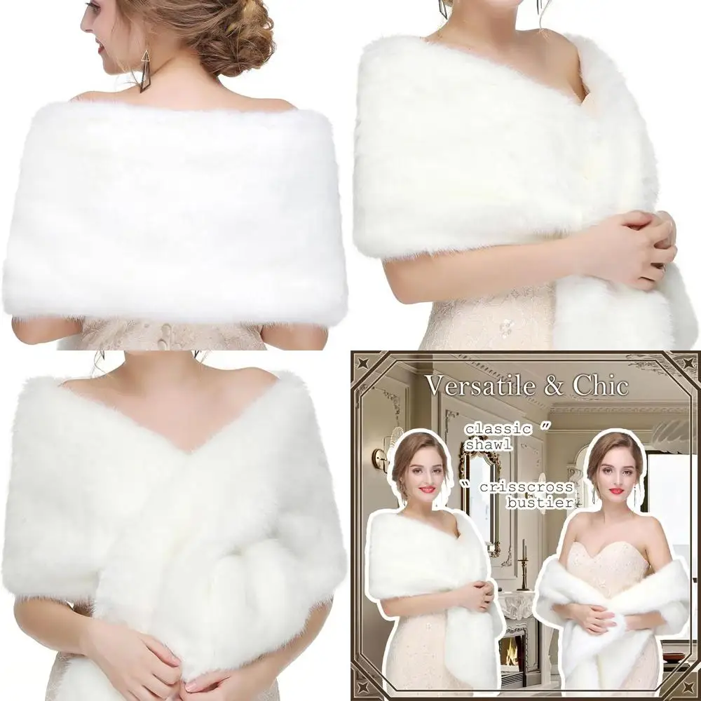 Winter Faux Fur Shawl Wraps for Women, Elegant Wedding Scarves, Bridesmaid Stoles, and Evening Capes Inspired by 1920s Fashion
Winter Faux Fur Shawl Wraps for Women, Elegant Wedding Scarves, Bridesmaid Stoles, and Evening Capes Inspired by 1920s Fashion