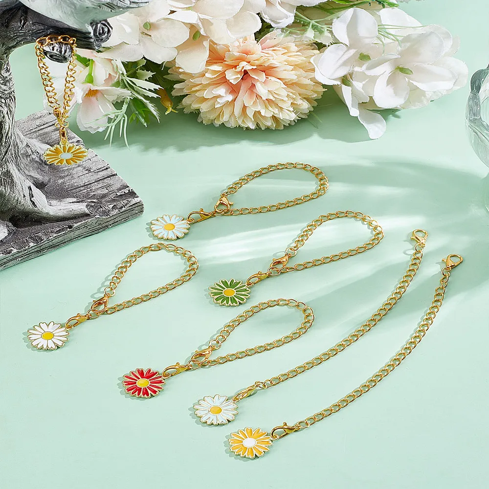 10Pcs 5 Colors Daisy Alloy Enamel Pendants Cup Charms with Iron Chains Mixed Color 145mm 2pcs/color
10Pcs 5 Colors Daisy Alloy Enamel Pendants Cup Charms with Iron Chains Mixed Color 145mm 2pcs/color