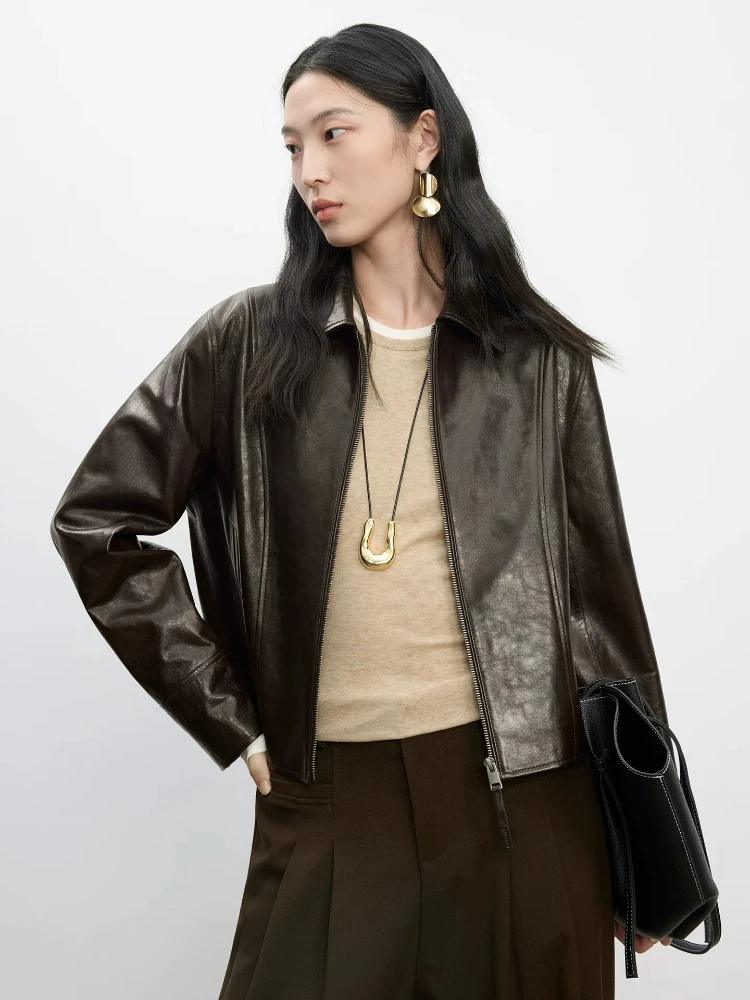 High-end Genuine Leather Jacket Women's Trendy Retro Brown Top Layer Sheepskin Jacket Short Women Leather Jacket Lapel Zipper
High-end Genuine Leather Jacket Women's Trendy Retro Brown Top Layer Sheepskin Jacket Short Women Leather Jacket Lapel Zipper