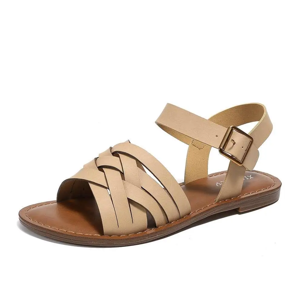 Comfortable Flat Sandals Women's Summer Simple Cross Band Roman Beach oes Low Help Leather Faion Sandals round Head Thi...
Comfortable Flat Sandals Women's Summer Simple Cross Band Roman Beach oes Low Help Leather Faion Sandals round Head Thi...