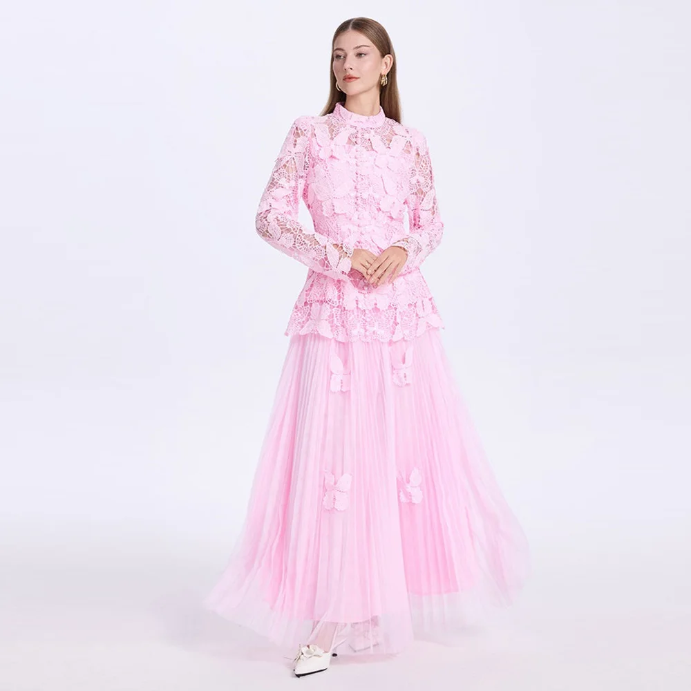 Customized Pleated Skirt And 3d Butterfly Top Two Piece Set O-Neck Evening Dress For Elegant Women A-line Puffy Prom Dresses
Customized Pleated Skirt And 3d Butterfly Top Two Piece Set O-Neck Evening Dress For Elegant Women A-line Puffy Prom Dresses