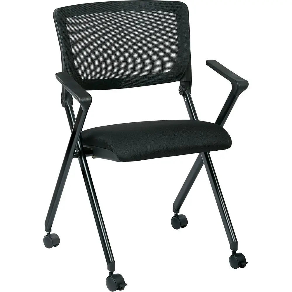 2-Pack Nesting Chairs with Mesh and Padded Fabric, Iconic Black
2-Pack Nesting Chairs with Mesh and Padded Fabric, Iconic Black