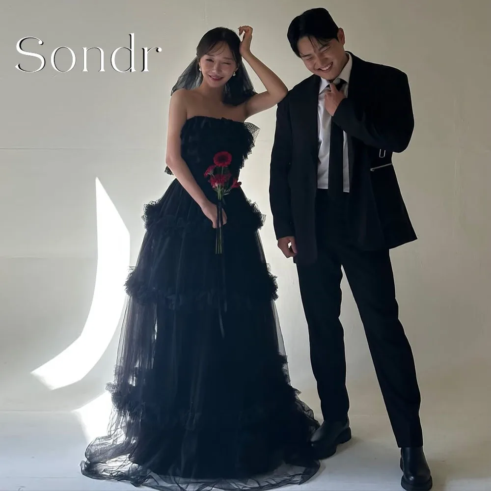Sondr Customized Simple Strapless Black Prom Party Dress Korean Pleat Muti-layer Tulle Evening Gown Wedding Snap Dresses
Sondr Customized Simple Strapless Black Prom Party Dress Korean Pleat Muti-layer Tulle Evening Gown Wedding Snap Dresses