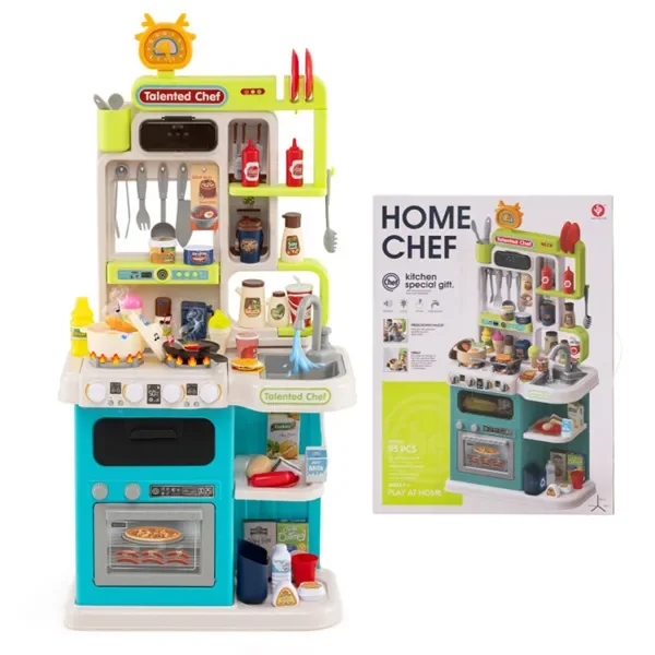 Blue Kids Corner Play Kitchen With Realistic Sounds, Lights & Steam, 95PCS Accessories Pretend Cooking Set For Ages 3+
Blue Kids Corner Play Kitchen With Realistic Sounds, Lights & Steam, 95PCS Accessories Pretend Cooking Set For Ages 3+