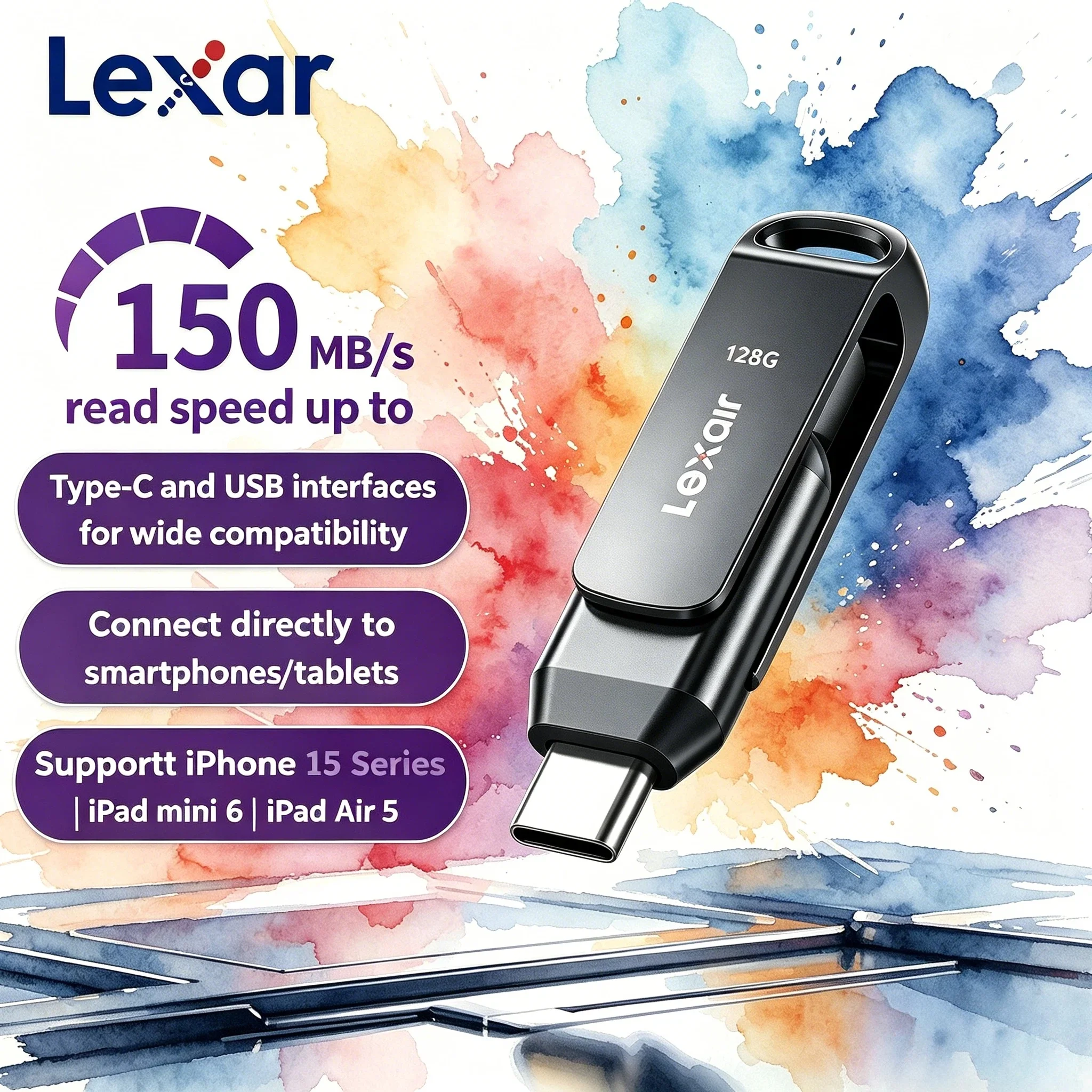 Lexar JumpDrive Dual Drive D400 USB 3.2 Type C Type A Flash Drive Metal Casing Storage Expansion for PC iPhone 15 4K Ultra Max
Lexar JumpDrive Dual Drive D400 USB 3.2 Type C Type A Flash Drive Metal Casing Storage Expansion for PC iPhone 15 4K Ultra Max