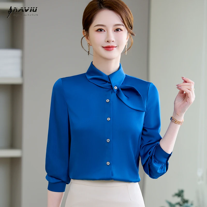 NAVIU Office Lady All Match Slim Shirt Spring Autumn New Loose Solid Vintage Blouse Fashion Korean Women Clothing Blue Black
NAVIU Office Lady All Match Slim Shirt Spring Autumn New Loose Solid Vintage Blouse Fashion Korean Women Clothing Blue Black