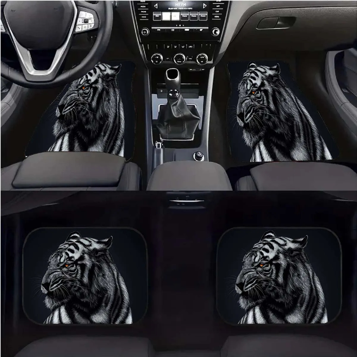 4pcs Cool White Tiger Print Car Mat Set - Full Front And Rear Coverage Interior Accessories, Crystal Velvet Vehicle Mats Suitabl
4pcs Cool White Tiger Print Car Mat Set - Full Front And Rear Coverage Interior Accessories, Crystal Velvet Vehicle Mats Suitabl