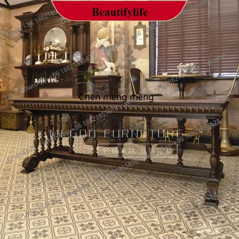 G153 French solid wood dining table combination retro old color carved dining table chairs banquet table medieval furniture
G153 French solid wood dining table combination retro old color carved dining table chairs banquet table medieval furniture