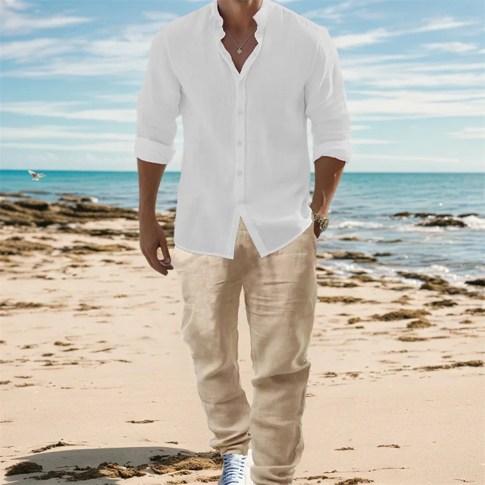 Men's Cotton Linen Long Sleeve Shirts Sets Casual Basic Style Vacation Solid Color Lightweight Breathable Male Stylish Outfit
Men's Cotton Linen Long Sleeve Shirts Sets Casual Basic Style Vacation Solid Color Lightweight Breathable Male Stylish Outfit