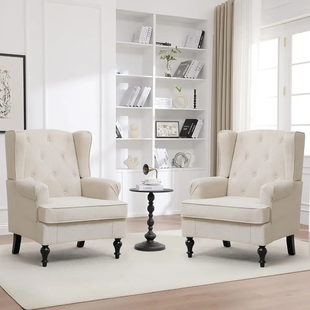 Pair of Wingback Chairs, Upholstered High Back Armchairs with Vintage Legs, Comfortable Sofa Side Chairs for Reading or Living S
Pair of Wingback Chairs, Upholstered High Back Armchairs with Vintage Legs, Comfortable Sofa Side Chairs for Reading or Living S