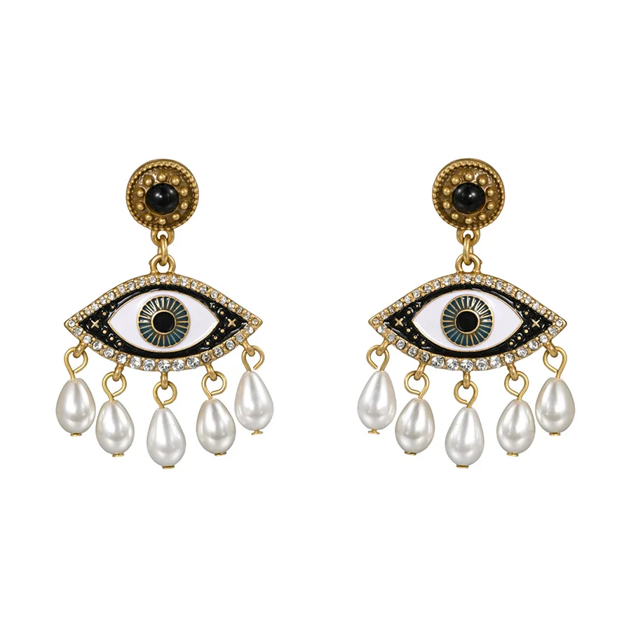 Russia Style Medieval Vintage Retro Personalized Fashion Handmade Enamel Black and White Eye Pearl Tassels Earrings for Women
Russia Style Medieval Vintage Retro Personalized Fashion Handmade Enamel Black and White Eye Pearl Tassels Earrings for Women