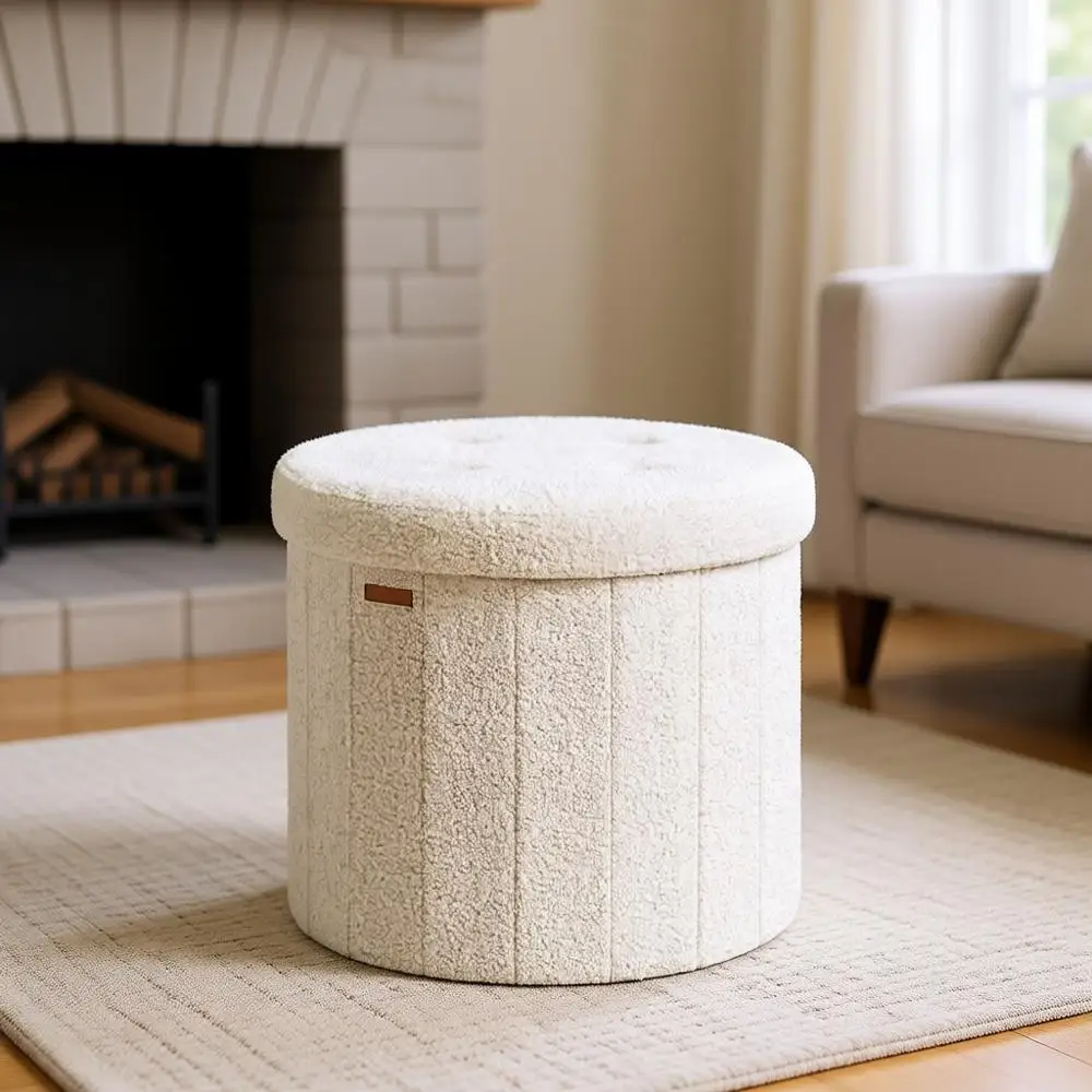 Круглый пуф-хранилище со съемной крышкой, простая сборка, идеально подходит для туалетного столика или гостиной, кремово-белый
Круглый пуф-хранилище со съемной крышкой, простая сборка, идеально подходит для туалетного столика или гостиной, кремово-белый