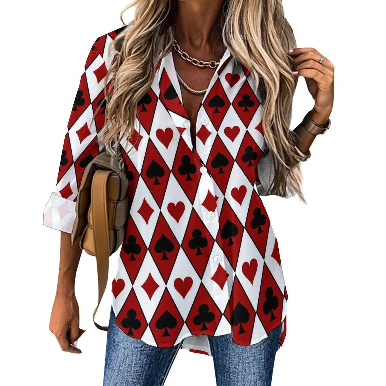 Poker Cards Loose Blouse Playing Cards Street Fashion Spring Autumn Blouses Womens Long-Sleeve Vintage Shirt Spring Graphic Tops
Poker Cards Loose Blouse Playing Cards Street Fashion Spring Autumn Blouses Womens Long-Sleeve Vintage Shirt Spring Graphic Tops