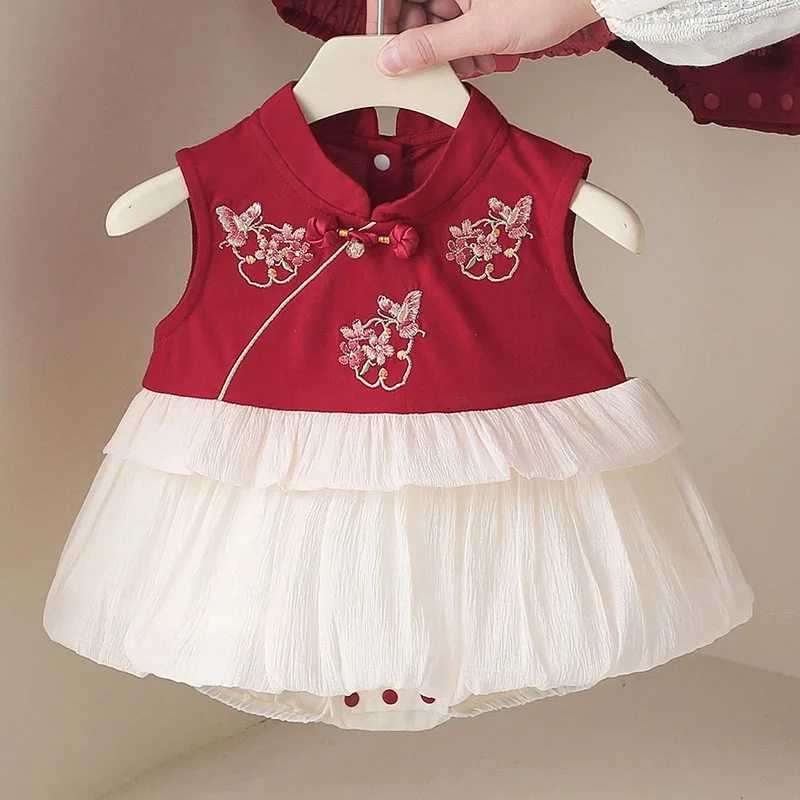 2026 Summer Newborn Girls Clothes Chinese Style Cute Embroidery Sleeveless Mesh Red Princess Baby Bodysuits And One-Pieces B330
2026 Summer Newborn Girls Clothes Chinese Style Cute Embroidery Sleeveless Mesh Red Princess Baby Bodysuits And One-Pieces B330