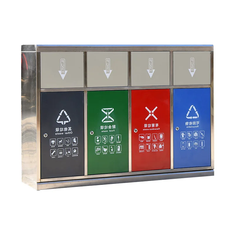 Outdoor, sorted trash can, stainless steel, large capacity, street trash can
Outdoor, sorted trash can, stainless steel, large capacity, street trash can