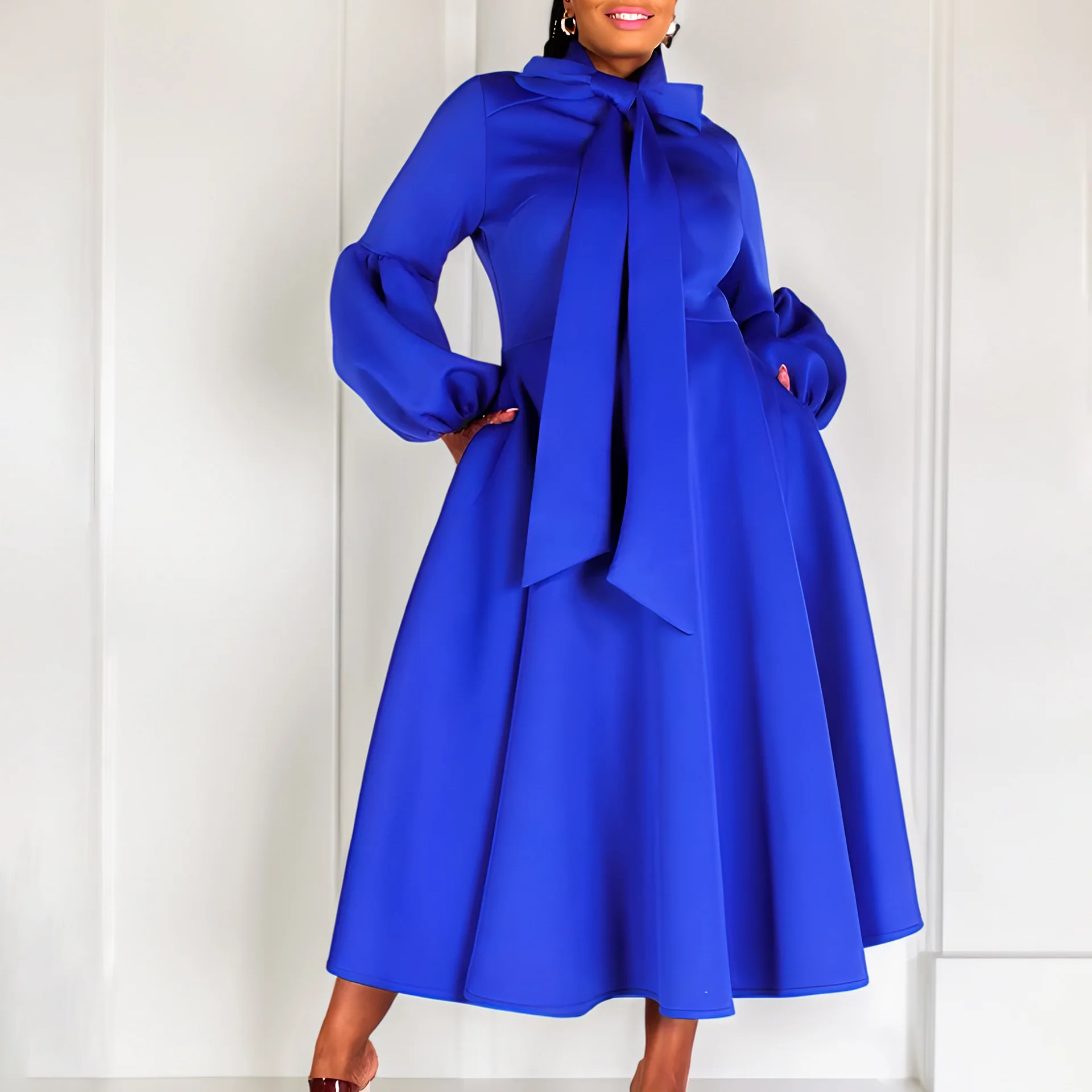 Women Puff Long Sleeve Big Swing Bow Collar Elegant Party Maxi Dresses 2023 Fashion Autumn Winter Sexy Ball Gowns Even Dress
Women Puff Long Sleeve Big Swing Bow Collar Elegant Party Maxi Dresses 2023 Fashion Autumn Winter Sexy Ball Gowns Even Dress