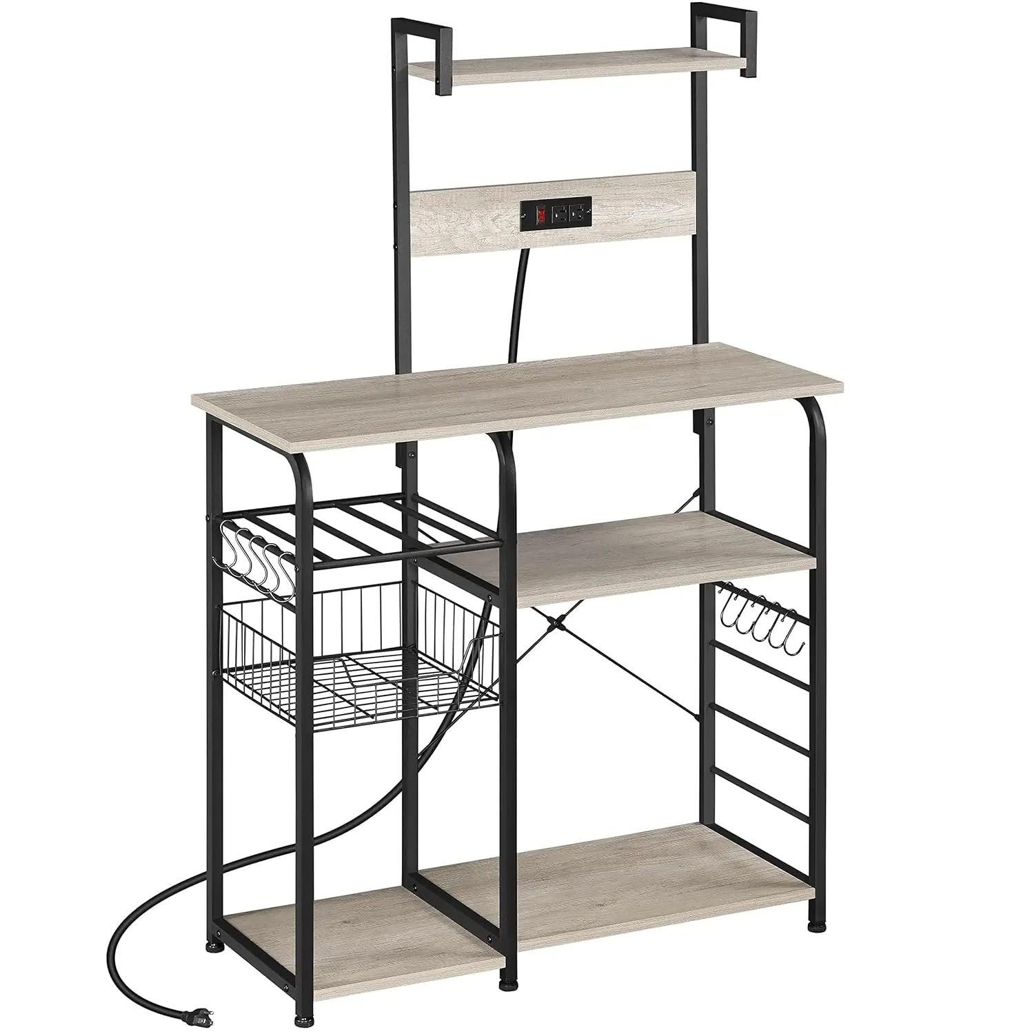 Bakers Rack with Power Outlet, 4-Tier Microwave Stand Cart Coffee Bar with Wire Basket and Wine Storage,Customized
Bakers Rack with Power Outlet, 4-Tier Microwave Stand Cart Coffee Bar with Wire Basket and Wine Storage,Customized