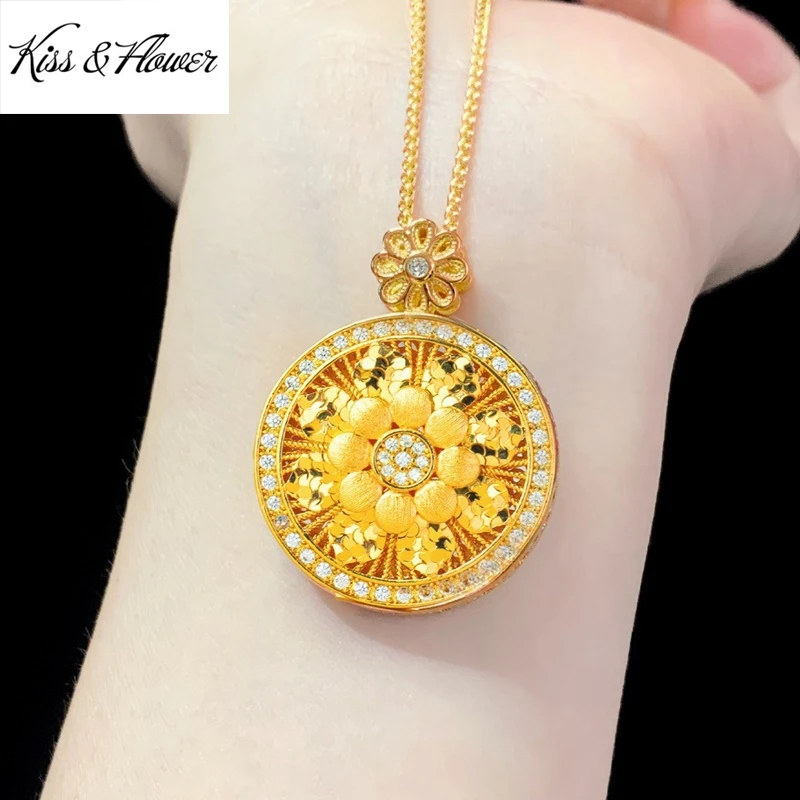 KISS&FLOWER 24KT Gold Luxury Flower Necklace Pendants For Women Wedding Party Birthday Christmas Bride Mother Girl Gift PD216
KISS&FLOWER 24KT Gold Luxury Flower Necklace Pendants For Women Wedding Party Birthday Christmas Bride Mother Girl Gift PD216