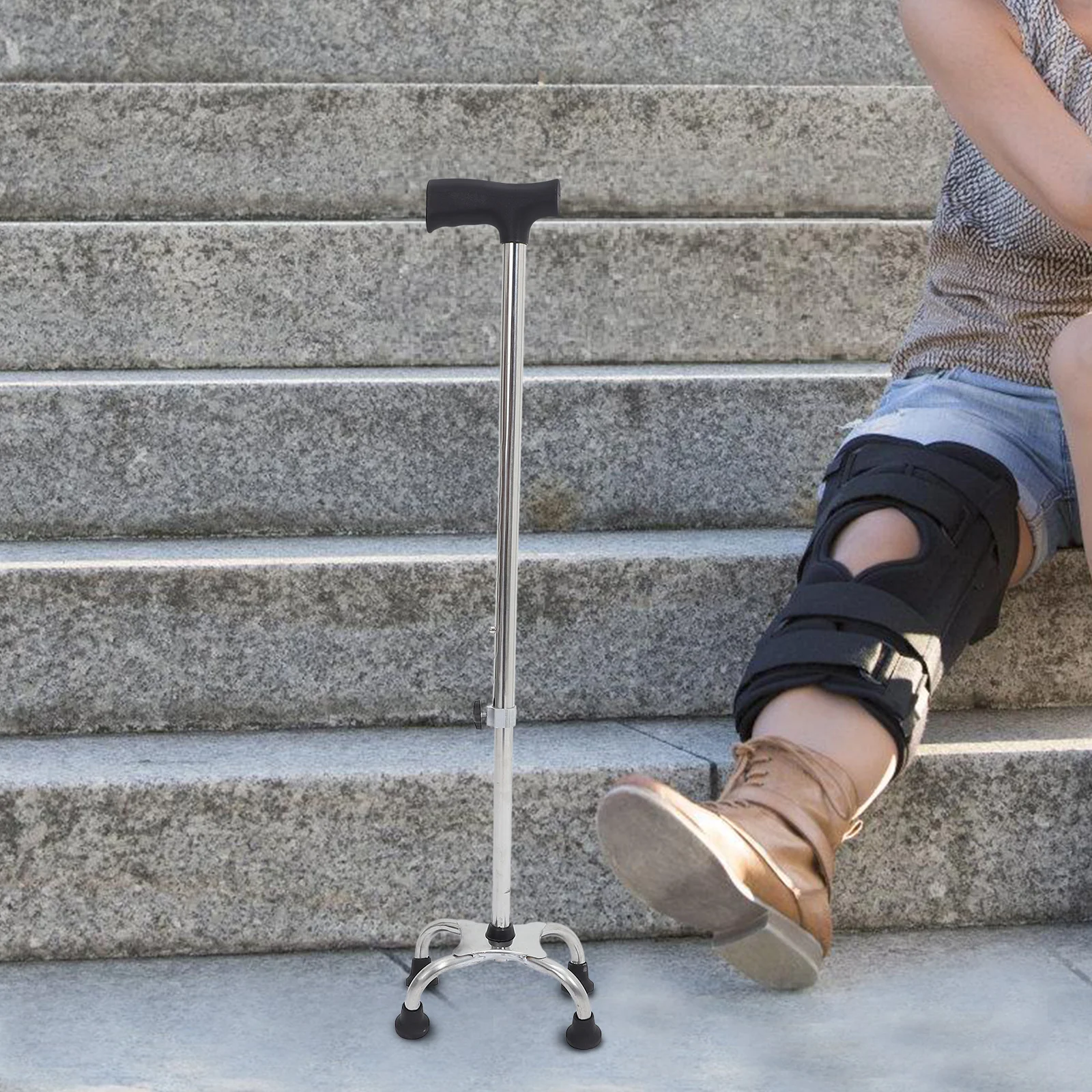 Balanced Staff Adjustable Cane Elderly Walking Stick Stability Support Four Pronged Base Stainless Steel Rubber Tip Anti Slip
Balanced Staff Adjustable Cane Elderly Walking Stick Stability Support Four Pronged Base Stainless Steel Rubber Tip Anti Slip
