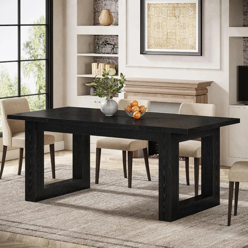 63-Inch Dining Table, Modern Wood Kitchen Table, Large Rectangular Dinner Furniture for Dining Room (Black)
63-Inch Dining Table, Modern Wood Kitchen Table, Large Rectangular Dinner Furniture for Dining Room (Black)