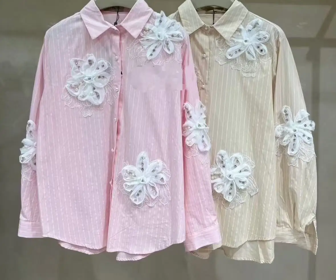 New In 2025 New Fashion 3D Diamonds Flowers Stitch Stripe Shirts Blouses For Women Loose Casual Long Sleeve Shirts Tops Clothes
New In 2025 New Fashion 3D Diamonds Flowers Stitch Stripe Shirts Blouses For Women Loose Casual Long Sleeve Shirts Tops Clothes