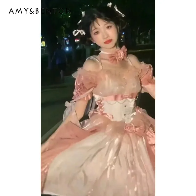 2025 Summer High-Quality Pink Bow Wedding Dress Lolita OP Dress Heavy Craft Gorgeous Trailing Princess Long Dress
2025 Summer High-Quality Pink Bow Wedding Dress Lolita OP Dress Heavy Craft Gorgeous Trailing Princess Long Dress