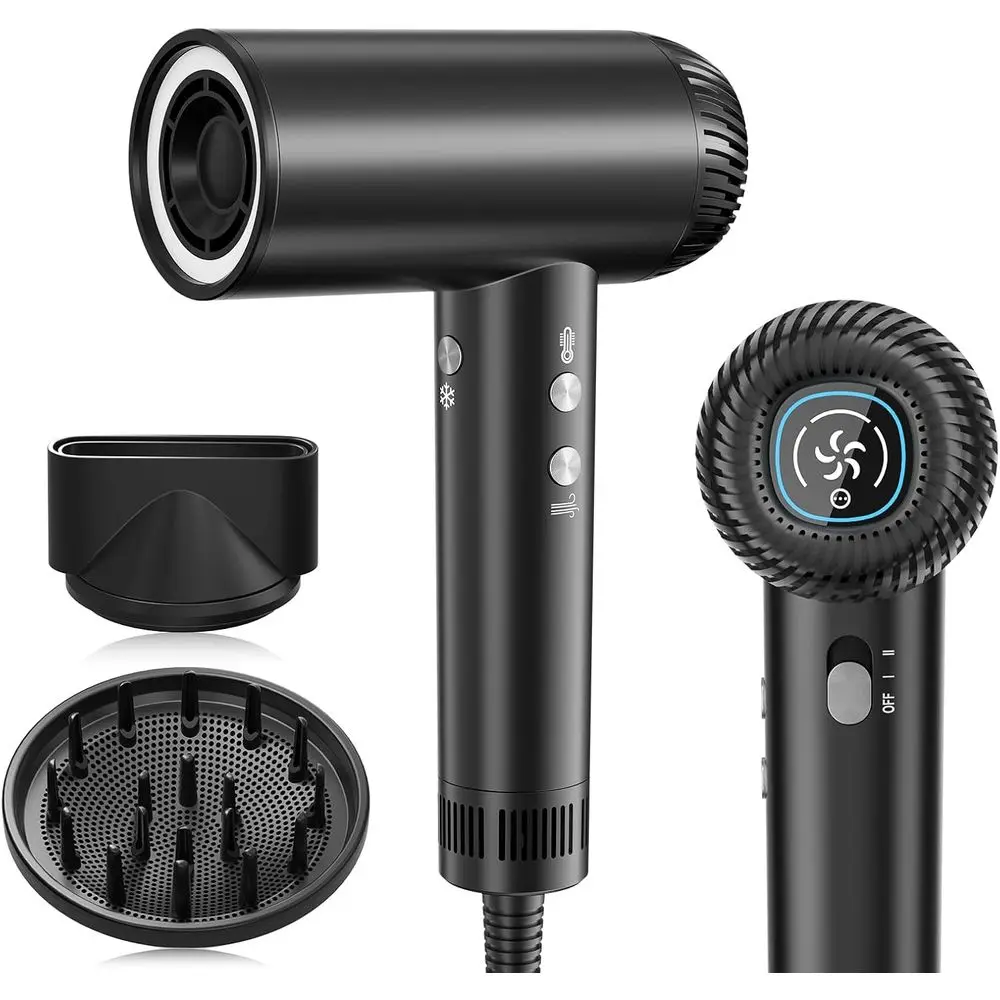 High-Speed 200,000 RPM Ionic Hair Dryer with Brush Attachment, Suitable for Men and Women, Portable for Home and Travel, Black
High-Speed 200,000 RPM Ionic Hair Dryer with Brush Attachment, Suitable for Men and Women, Portable for Home and Travel, Black
