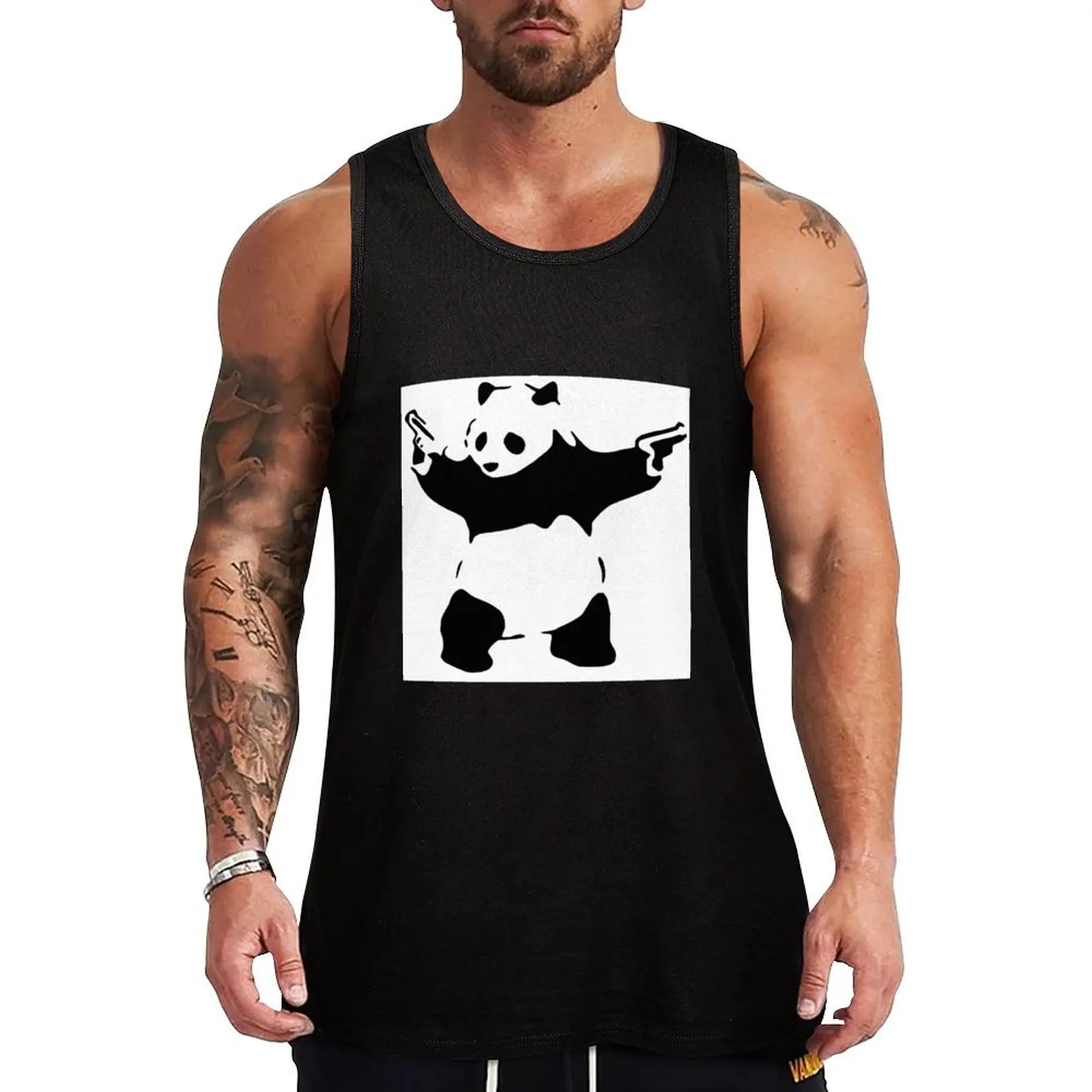 Banksy Pandamonium Armed Panda Artwork Tank Top gym shirts muscular man Men gym sportswear Gym clothes
Banksy Pandamonium Armed Panda Artwork Tank Top gym shirts muscular man Men gym sportswear Gym clothes