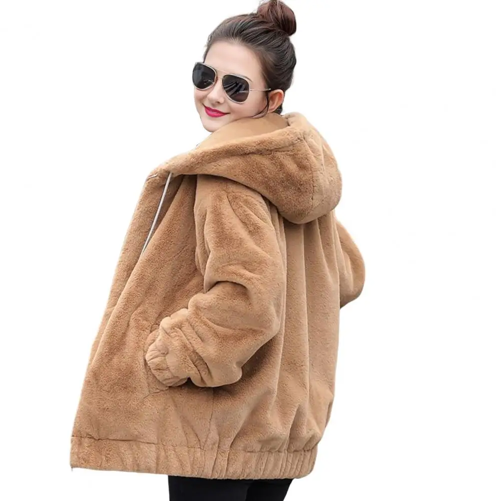 Women Winter Jacket Thick Plush Faux Fur Mid Length Hooded Outwear with Pockets Windproof Zip-up Cardigan Coat Casual Clothes
Women Winter Jacket Thick Plush Faux Fur Mid Length Hooded Outwear with Pockets Windproof Zip-up Cardigan Coat Casual Clothes