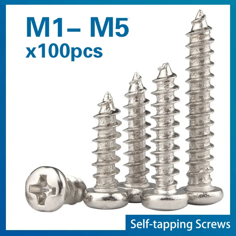 100pcs/Lot Nickel-Plated Carbon Steel Cross Recessed Round Head Self-Tapping Screw M1 M1.2 M1.4 M1.7 M2 M3 M4 M5
100pcs/Lot Nickel-Plated Carbon Steel Cross Recessed Round Head Self-Tapping Screw M1 M1.2 M1.4 M1.7 M2 M3 M4 M5