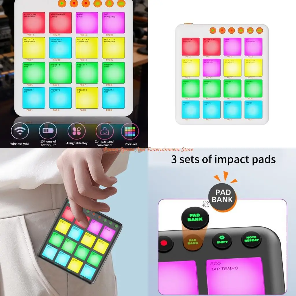 C4DE Wireless MIDI Pad Controller MIDI Keyboard 16 Strikes Pad for Music Production
C4DE Wireless MIDI Pad Controller MIDI Keyboard 16 Strikes Pad for Music Production