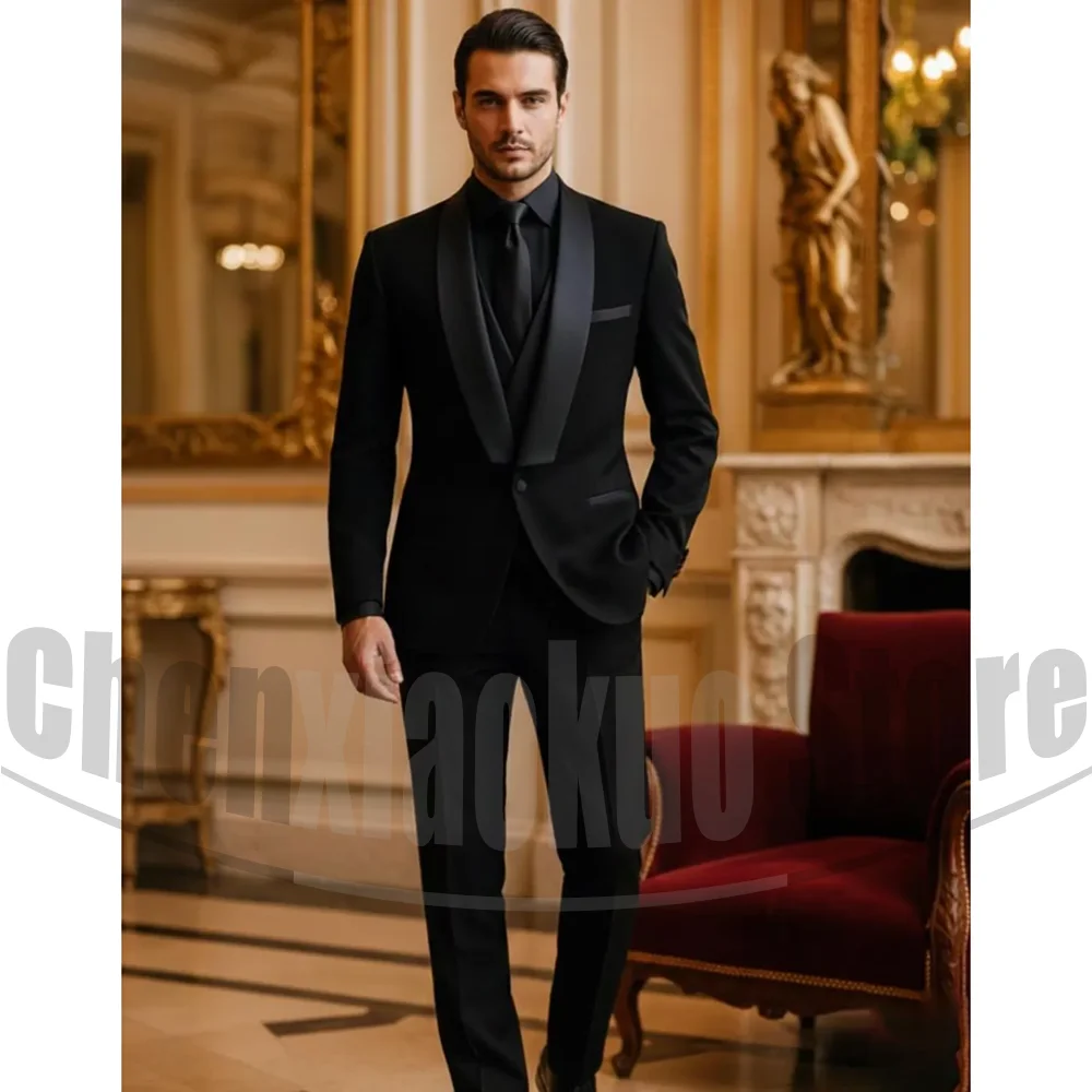 Black Men Suit Fashion Shawl Lapel One Button Blazer Vest Pants Slim Fit Wedding Prom Gala Dinner Party Formal Tuxedo 3 Piece
Black Men Suit Fashion Shawl Lapel One Button Blazer Vest Pants Slim Fit Wedding Prom Gala Dinner Party Formal Tuxedo 3 Piece