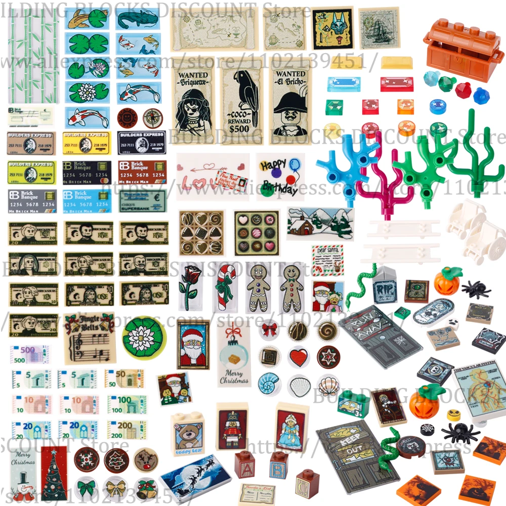 MOC Halloween Christmas Tombstone Vampire Web Printed Building Blocks Pumpkin Treasure Coral Shell Santa Claus Bricks Toys J126
MOC Halloween Christmas Tombstone Vampire Web Printed Building Blocks Pumpkin Treasure Coral Shell Santa Claus Bricks Toys J126