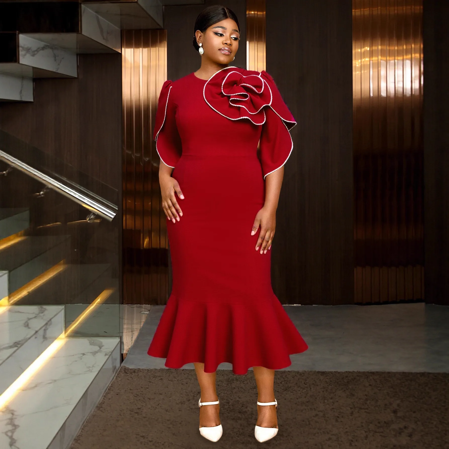 L-4XL красные африканские платья больших размеров для женщин, элегантное африканское вечернее облегающее платье миди с короткими рукавами, африканская одежда 2025
L-4XL красные африканские платья больших размеров для женщин, элегантное африканское вечернее облегающее платье миди с короткими рукавами, африканская одежда 2025