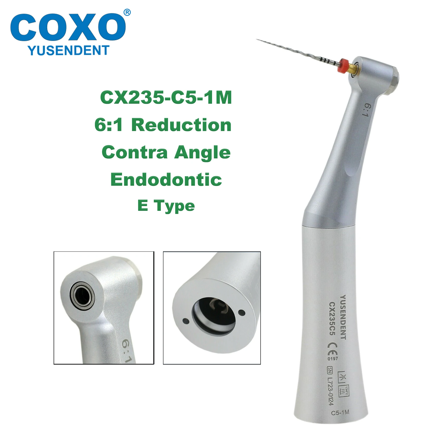 Стоматологический наконечник COXO CX235, редукция 6:1, низкая скорость, стандартный тип, подходит для стоматологических инструментов Sirona
Стоматологический наконечник COXO CX235, редукция 6:1, низкая скорость, стандартный тип, подходит для стоматологических инструментов Sirona