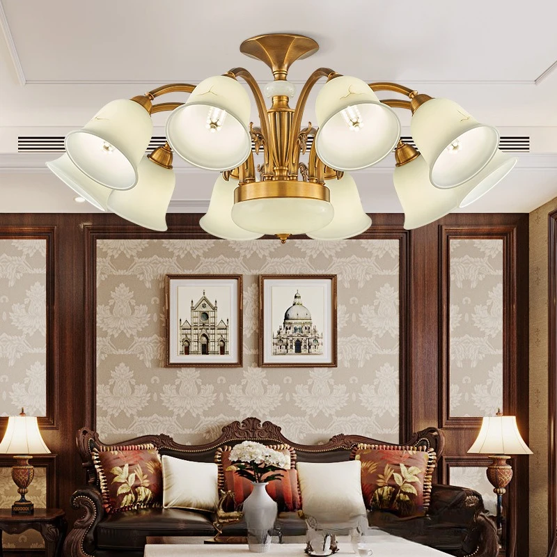 Villa atmosphere American chandelier All copper lamps Living room lamp Dining room bedroom lamp Modern simple European retro l
Villa atmosphere American chandelier All copper lamps Living room lamp Dining room bedroom lamp Modern simple European retro l