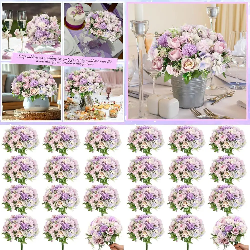 Фиолетовые шелковые букеты пиона и гортензии, набор из 24 шт. для свадебных центра и декора
Фиолетовые шелковые букеты пиона и гортензии, набор из 24 шт. для свадебных центра и декора