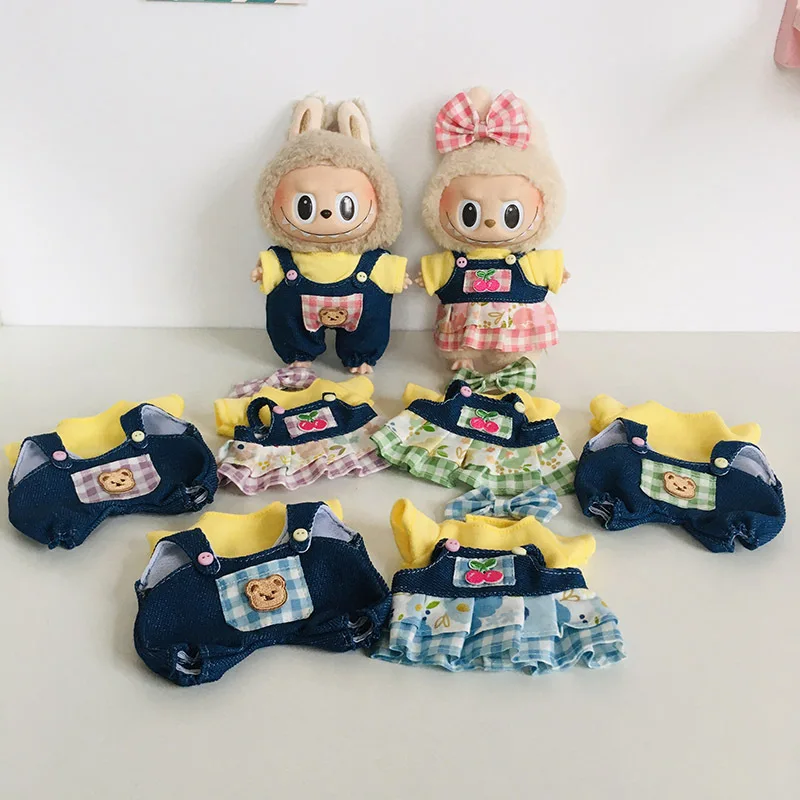 Labubu Doll Clothes Suitable V1V2 Denim Overalls Checkered Skirts Hair Clips Cute Cartoon Dolls Dress Up Games Children Gift Toy
Labubu Doll Clothes Suitable V1V2 Denim Overalls Checkered Skirts Hair Clips Cute Cartoon Dolls Dress Up Games Children Gift Toy