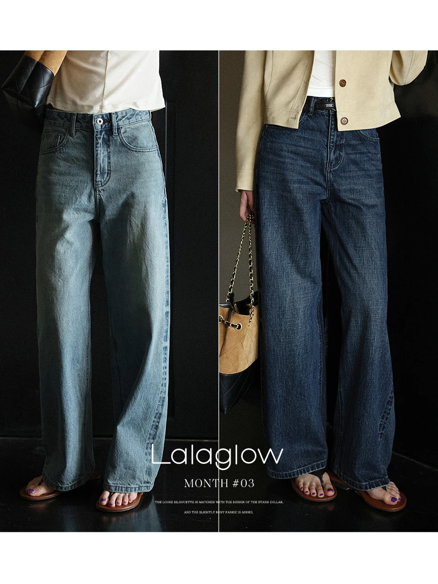 Lalaglow Vintage Cotton Straight Leg Jeans Loose Fit Commute Friendly Versatile Bootcut Blue Denim Pants Women's Fashion
Lalaglow Vintage Cotton Straight Leg Jeans Loose Fit Commute Friendly Versatile Bootcut Blue Denim Pants Women's Fashion