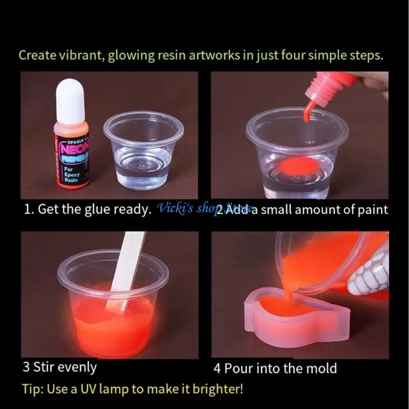 Glowing UV Reactive Resin Colorant 12 Shades Night Use Safe Art Supplies
Glowing UV Reactive Resin Colorant 12 Shades Night Use Safe Art Supplies