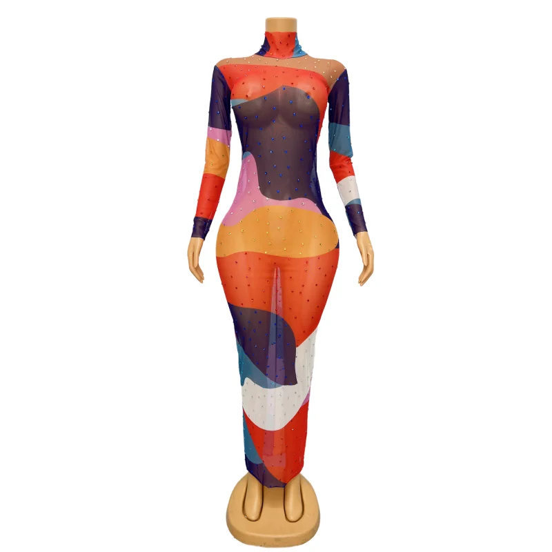 Colorful Rhinestones Print Transparent Mesh Long Dress Women Singer Stage Performance Costume Birthday Party Evening Outfits
Colorful Rhinestones Print Transparent Mesh Long Dress Women Singer Stage Performance Costume Birthday Party Evening Outfits