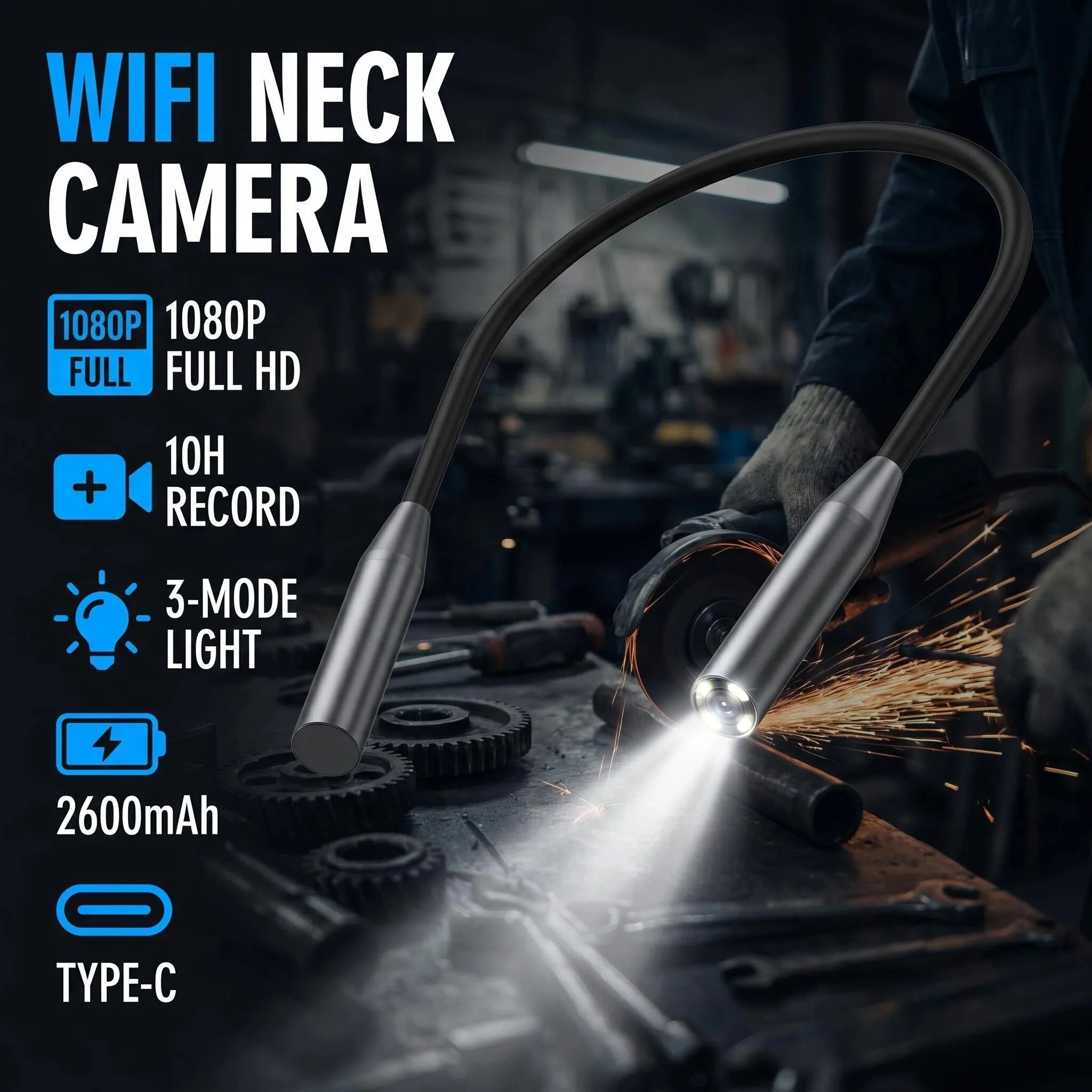 1080P HD Action Camera Portable Neck Wear Bendable Sports Camera DVR Recorder with LED Flashlight for Fishing Cycling Outdoor
1080P HD Action Camera Portable Neck Wear Bendable Sports Camera DVR Recorder with LED Flashlight for Fishing Cycling Outdoor