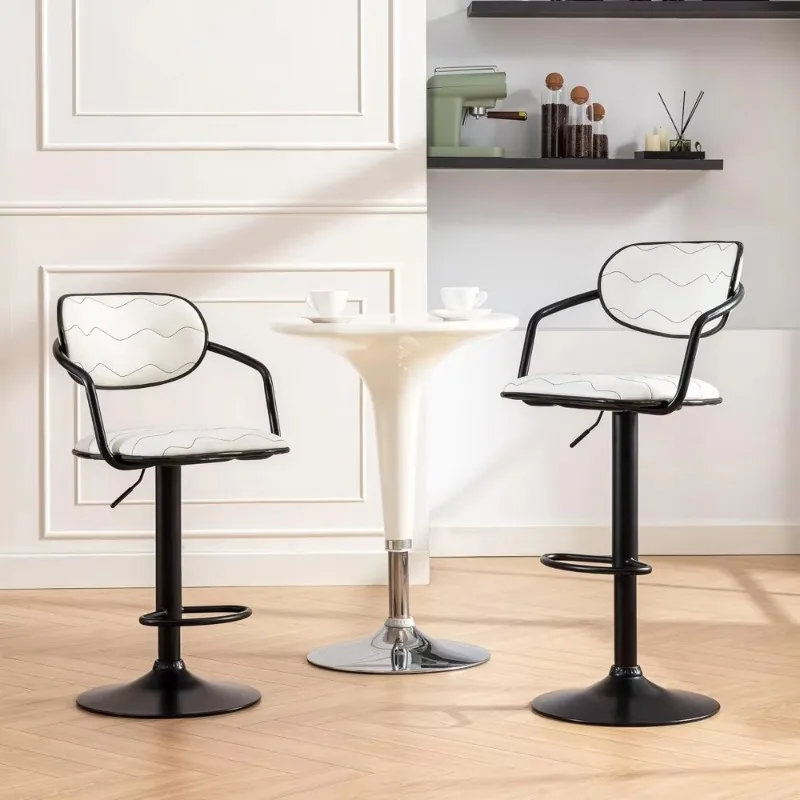Bar Stools Set of 2, Adjustable Counter Height Barstools with Back and Arm, Swivel Bar Chairs/PU Leather Kitchen Island Stools
Bar Stools Set of 2, Adjustable Counter Height Barstools with Back and Arm, Swivel Bar Chairs/PU Leather Kitchen Island Stools