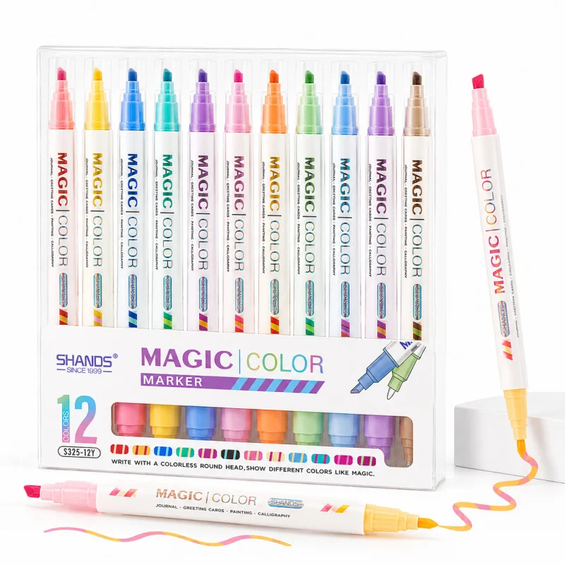 Magic Color Dual Tip Color Changing Markers, 6/12 Colors Double Ended Pens for Journaling, Art, Notes & Calligraphy
Magic Color Dual Tip Color Changing Markers, 6/12 Colors Double Ended Pens for Journaling, Art, Notes & Calligraphy