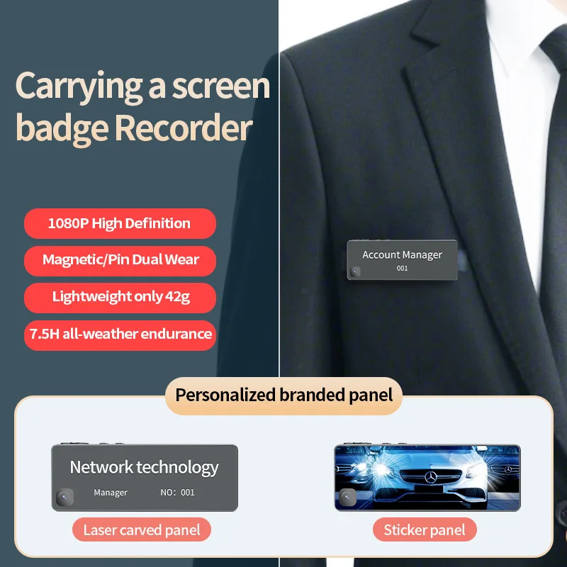 1080P HD Badge Camera Recorder, Magnetic/Pin Dual Wear, 42g Lightweight Body Worn Cam for Business MeetingLearning Record
1080P HD Badge Camera Recorder, Magnetic/Pin Dual Wear, 42g Lightweight Body Worn Cam for Business MeetingLearning Record