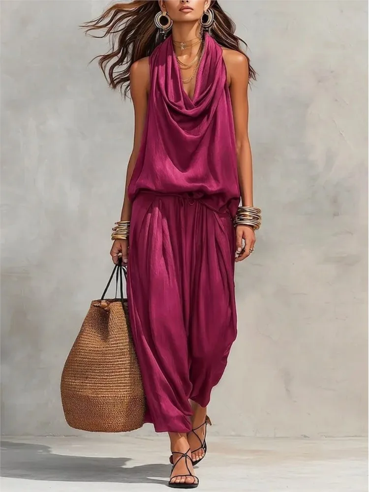 Women's Elegant Swing Collar 2 Pieces Set Summer Solid Sleeveless Vest Pants Fashion Casual Sexy Trouser Set Women Clothing
Women's Elegant Swing Collar 2 Pieces Set Summer Solid Sleeveless Vest Pants Fashion Casual Sexy Trouser Set Women Clothing