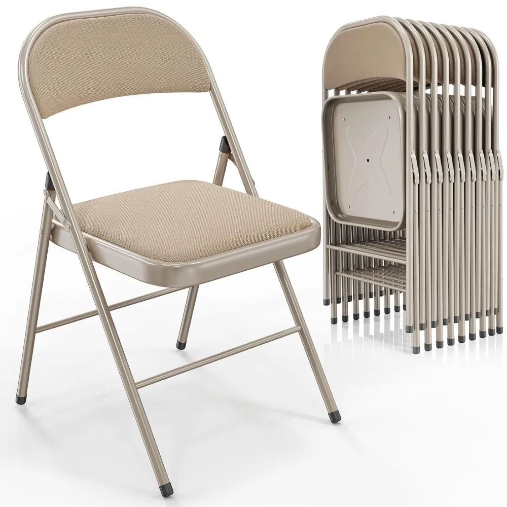 10 Pack Folding Chairs with Padded Seats, Metal Frame with Fabric Seat & Back, Capacity 350 lbs, Khaki, Set of 10, Customized
10 Pack Folding Chairs with Padded Seats, Metal Frame with Fabric Seat & Back, Capacity 350 lbs, Khaki, Set of 10, Customized